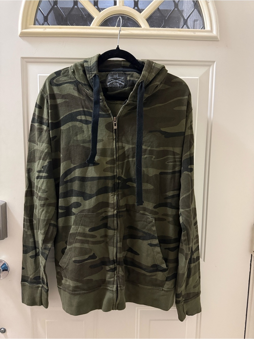 Grunt Style Men's Olive Green Camouflage Zip-Up Hoodie